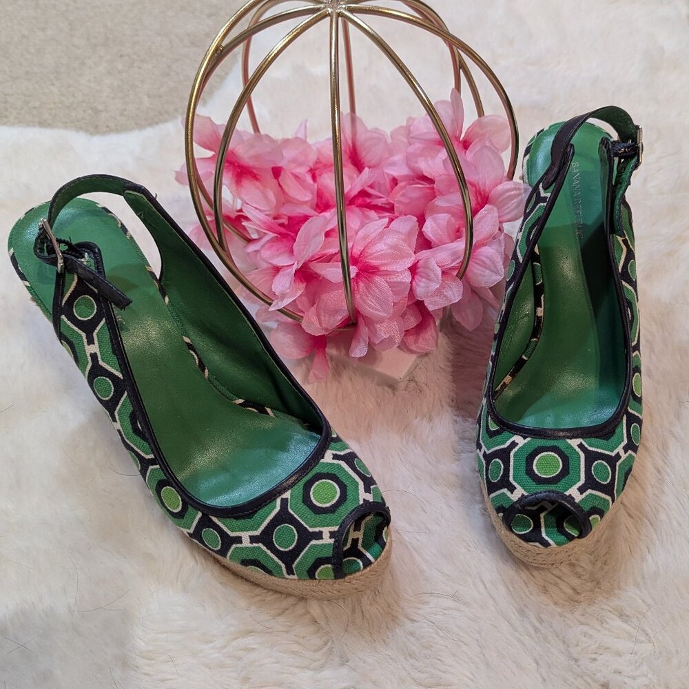 Banana Republic Green and Blue Espadrilles Size 7.5